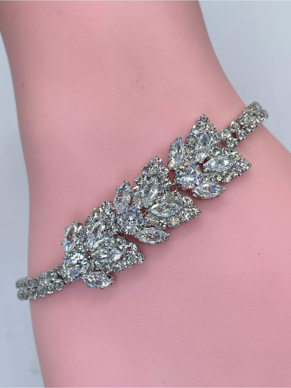 Swarovski Crystal Elements White Crystal Art Deco Bridal Tennis Bracelet